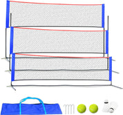 Red de tenis para niños, red de bádminton, red de tenis para adultos, incluye 2 pelotas de bádminton y 2 de tenis.