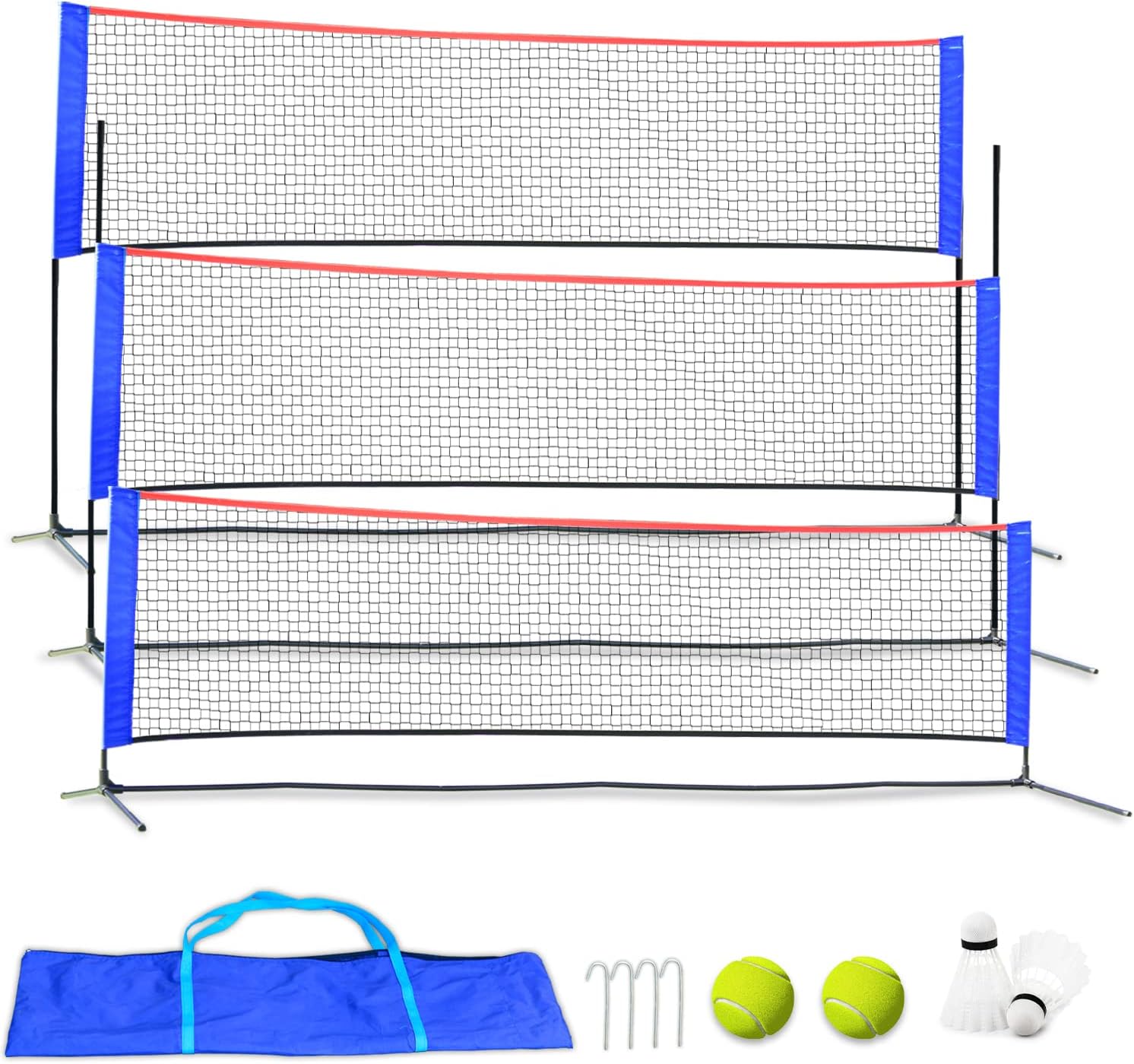 Children's tennis net, badminton net, tennis net for adults, includes 2 badminton and 2 tennis balls.
