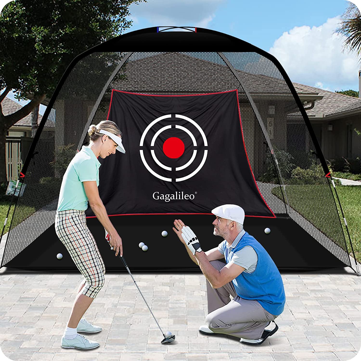 Golf Net Golf Practice Net for Backyard Driving Range Golf Hitting Nets |12' X 7'X 6.6' | Pro Black | Galileo Sports-CAD