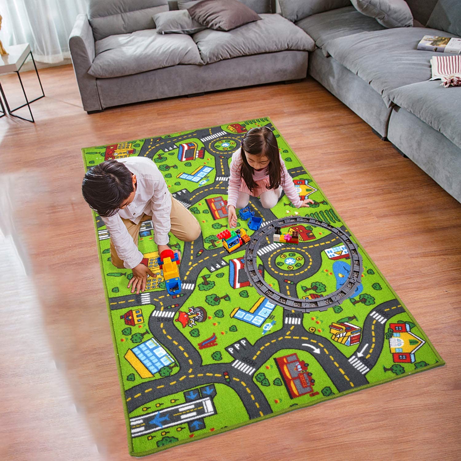 Alfombra de juego para niños para juguetes de coches, alfombra de juego antideslizante para niños que escalan jugando en el dormitorio/sala de juegos, divertida, suave y educativa