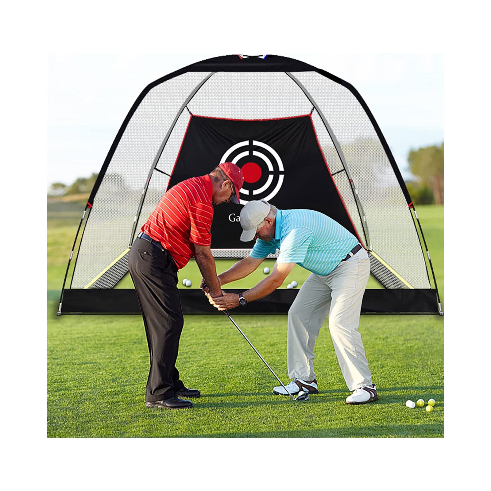 Red de golf Galileo Sports para conducción en el patio trasero Red de práctica de golf 10'X 6.5'X 6' Red de golf para uso en interiores con objetivo y bolsa de transporte (blanco) 