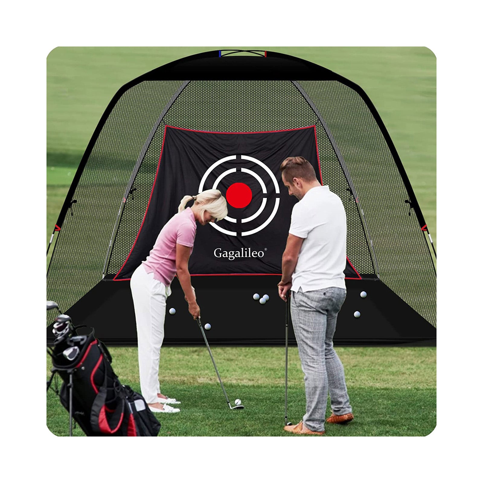 Golf Net Golf Practice Net for Backyard Driving Range Golf Hitting Nets |12' X 7'X 6.6' | Pro Black | Galileo Sports