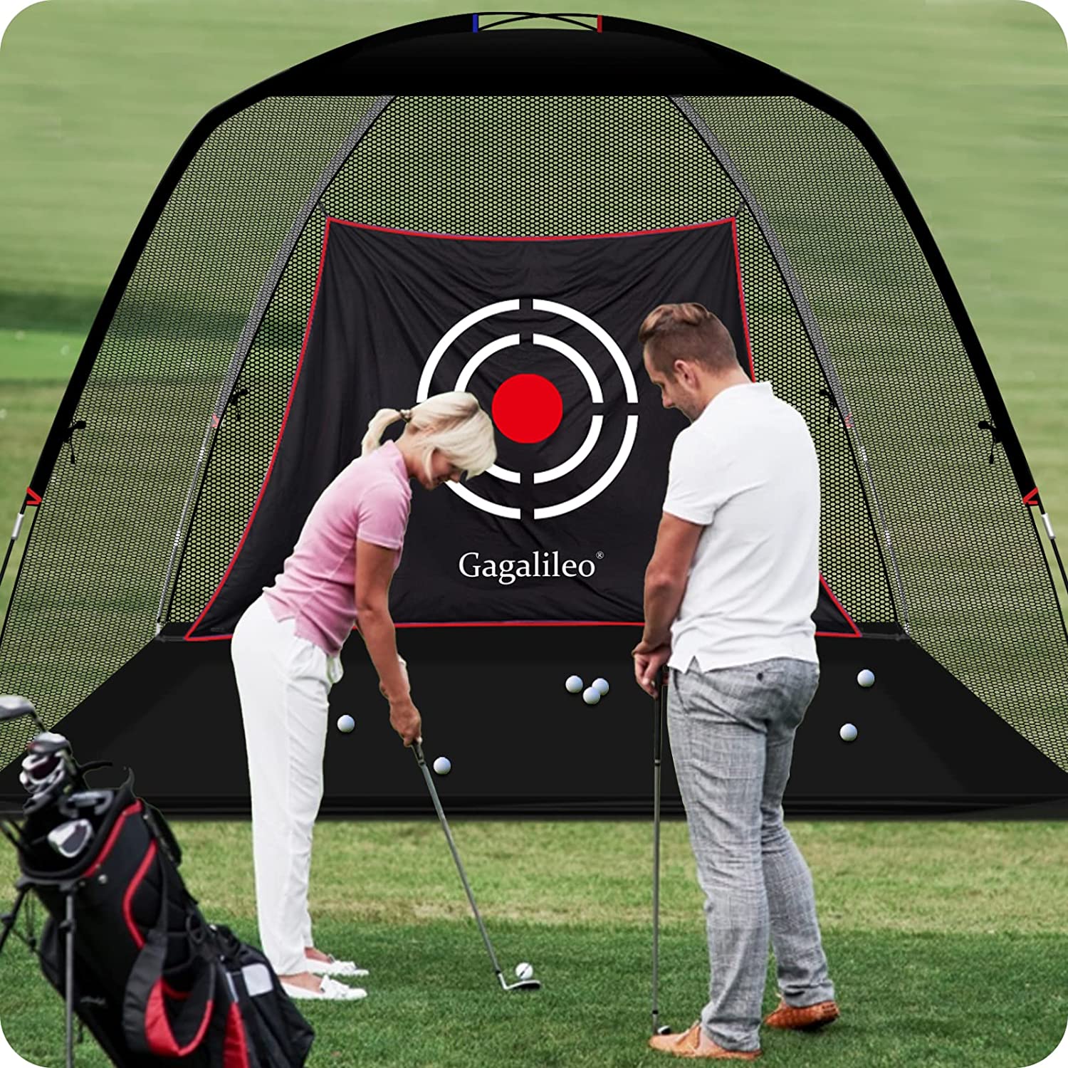 Golf Net Golf Practice Net for Backyard Driving Range Golf Hitting Nets |12' X 7'X 6.6' | Pro Black | Galileo Sports-CAD