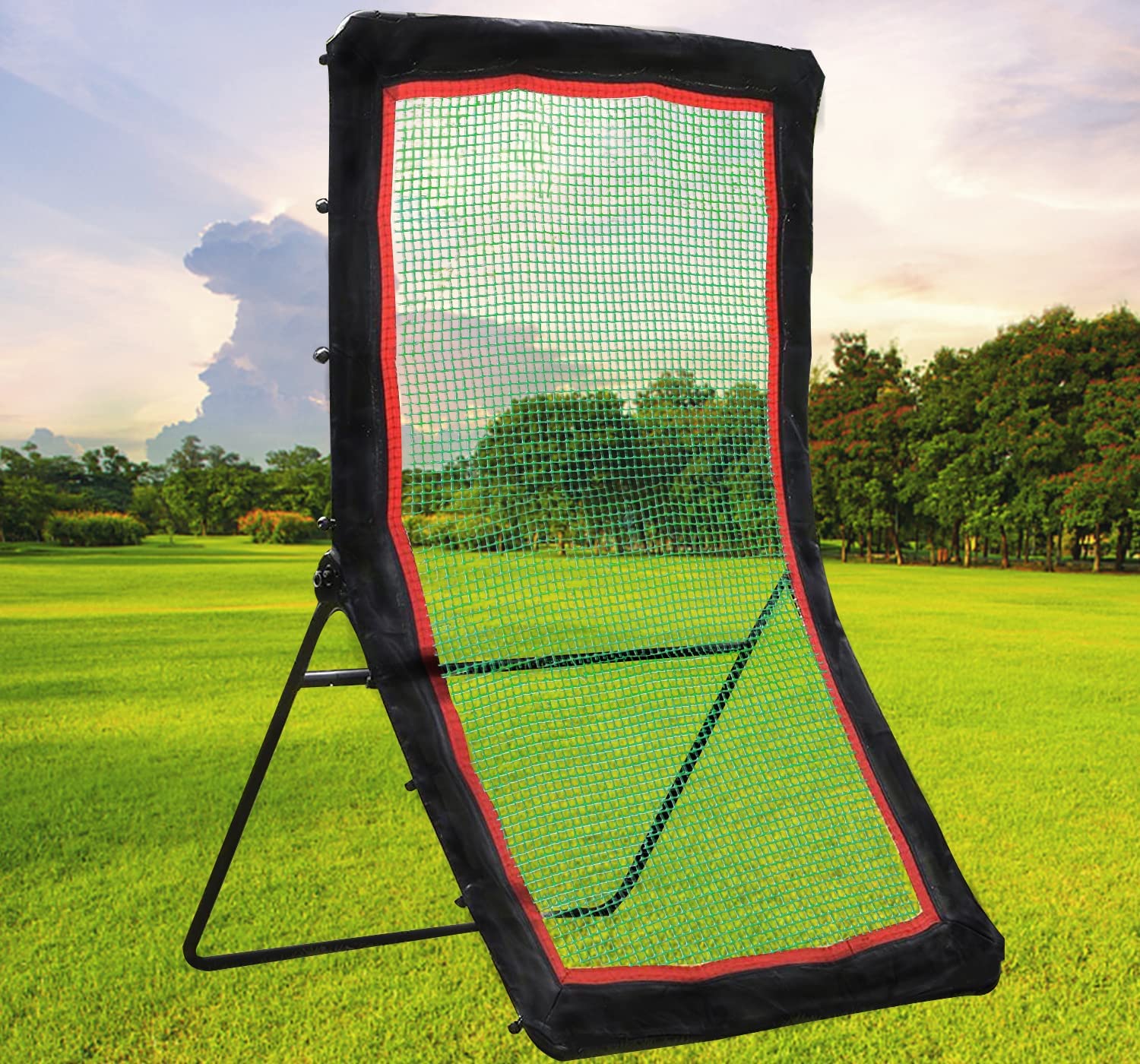 Lacrosse Rebounder, Folding Lacrosse Bounceback/Return Net, Thickened Rebounder Wall Target Cloth with Front and Back Extra Pitchback Netting