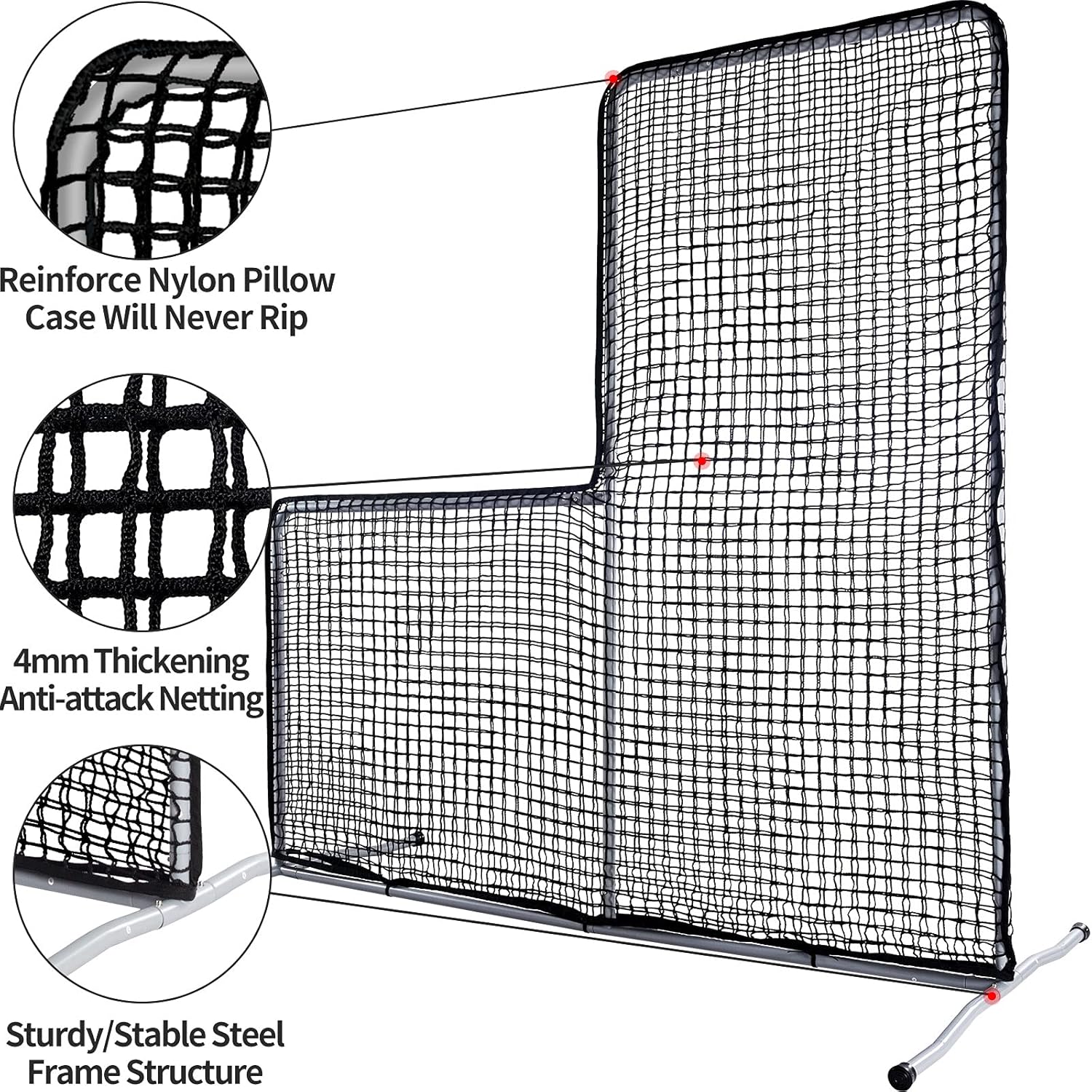 Gagalileo L Screen Baseball Pitching Protective Screen 7X7FT (Black)