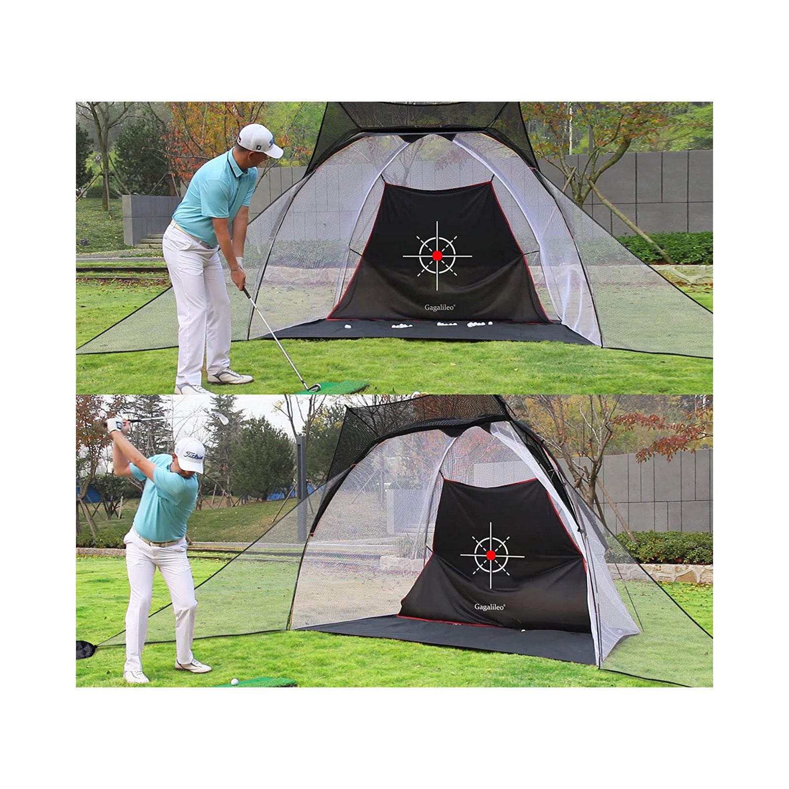 10x7x6 Golf Hitting Net System with Roof and Barrier Net/White