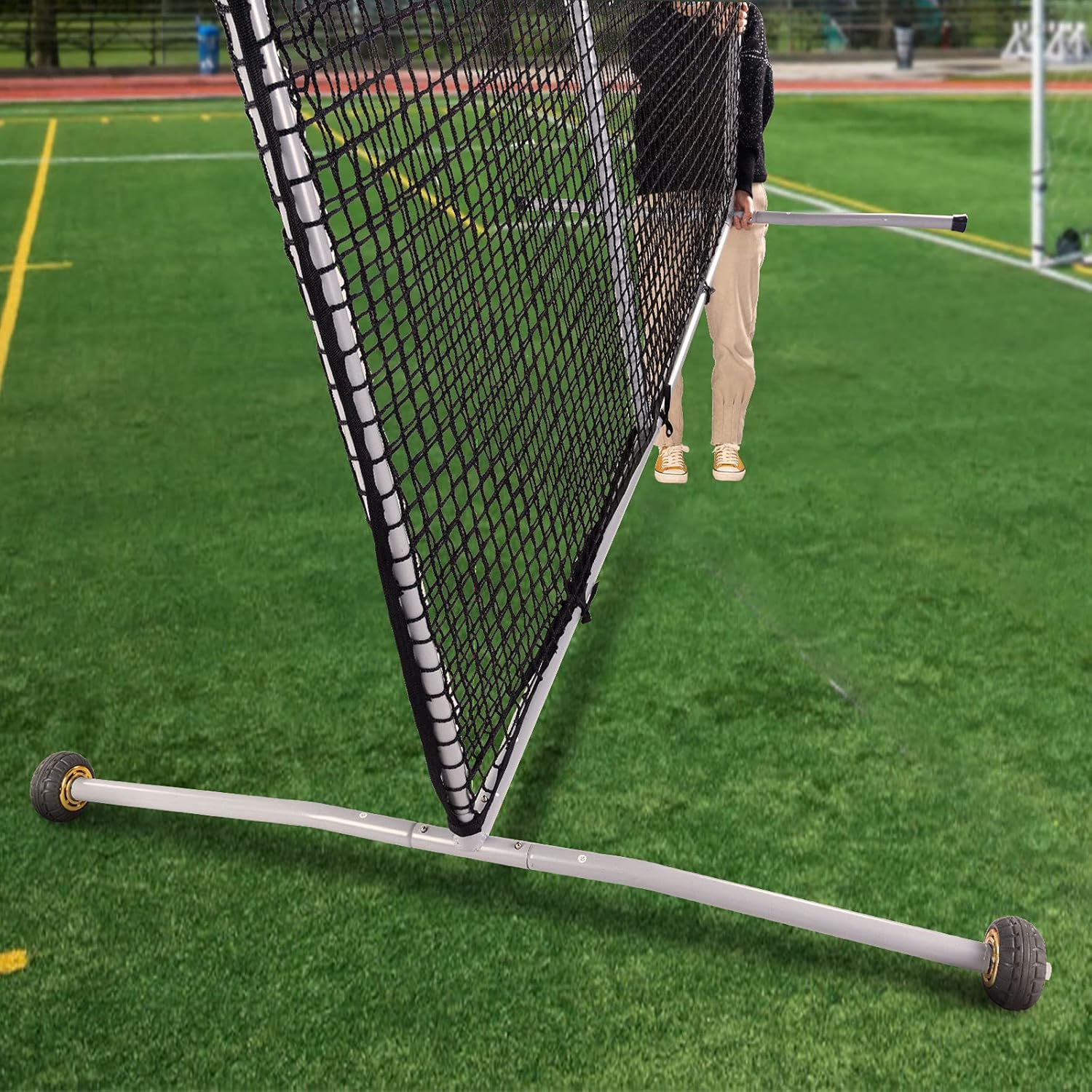 Gagalileo L Screen Baseball Pitching Protective Screen with Wheels 7x7Ft(Black)