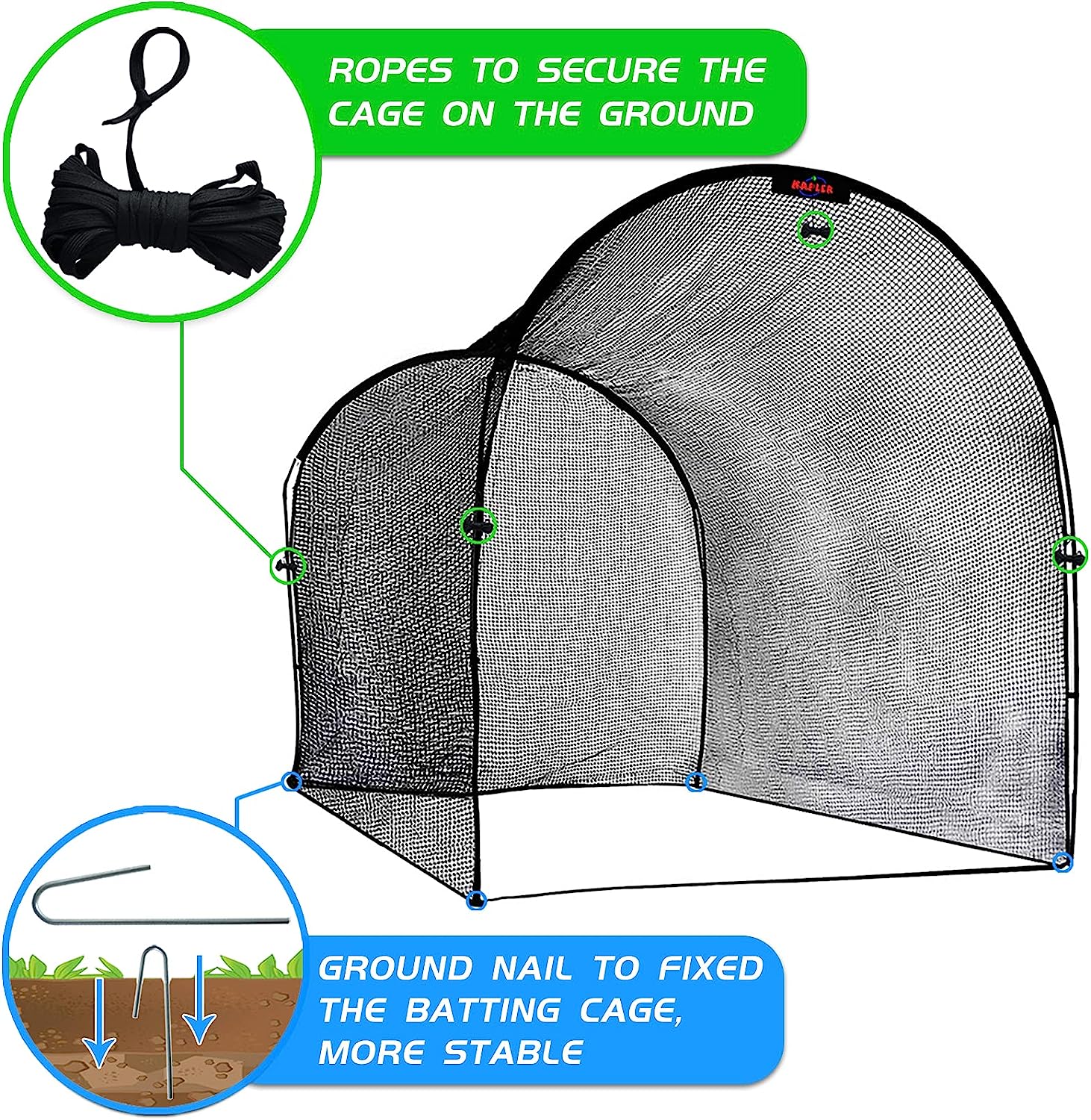 野球 ソフトボール バッティング ケージ、バッティング ケージ、裏庭用バッティング ケージ、ポータブル ソフトボール野球ピッチング ケージ、頑丈なピッチング ケージ -JP