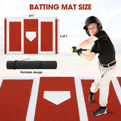 Leyndo Baseball Batting Mat Softball Pitching Mat 5mm Turf Inlaid Home Plate Anti Slip Backing Mat for Baseball Batting Cage Sports Training Backyard Indoor Outdoor
