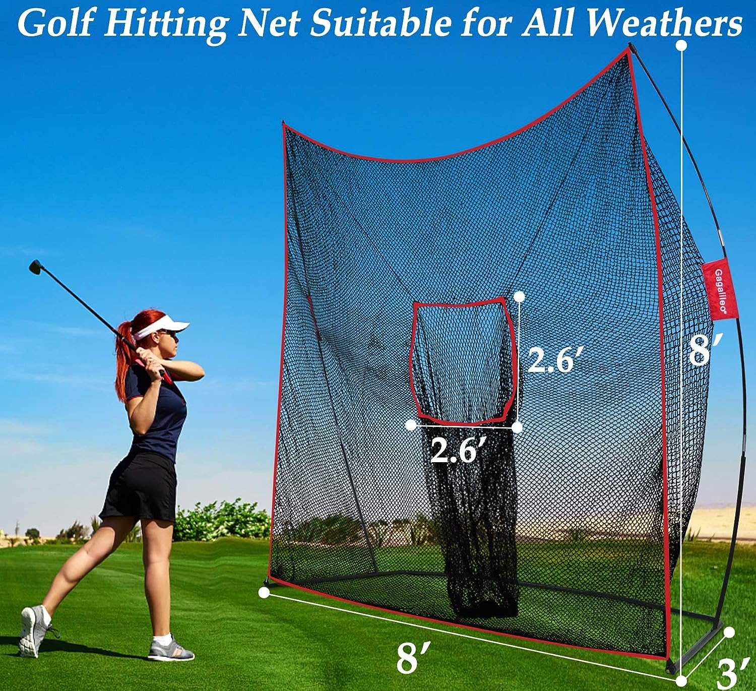 8X8X3 Gagalileo Golf Hitting Nets for Backyard/Heavy Duty