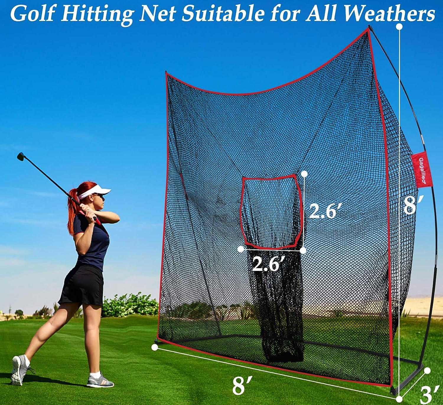 Gagalileo Golf Hitting Nets for Backyard,Golf Net for Indoor,10x8FT Golf Driving Range,Golf Shooting Net with Carry Bag Quick Setup Heavy Duty