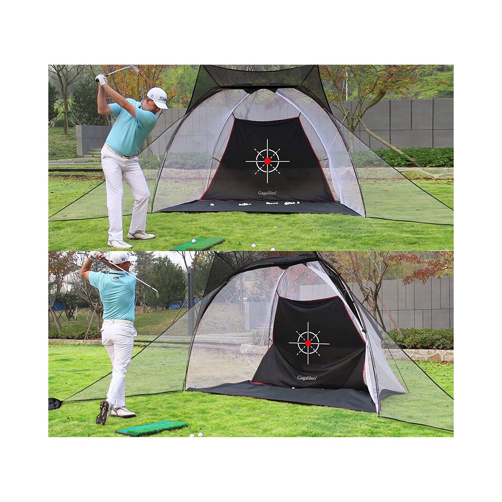 Golf Hitting Net System,Golf Backyard Driving Range,Portable Golf Net with Roof and Barrier Net,10x7x6FT(White)