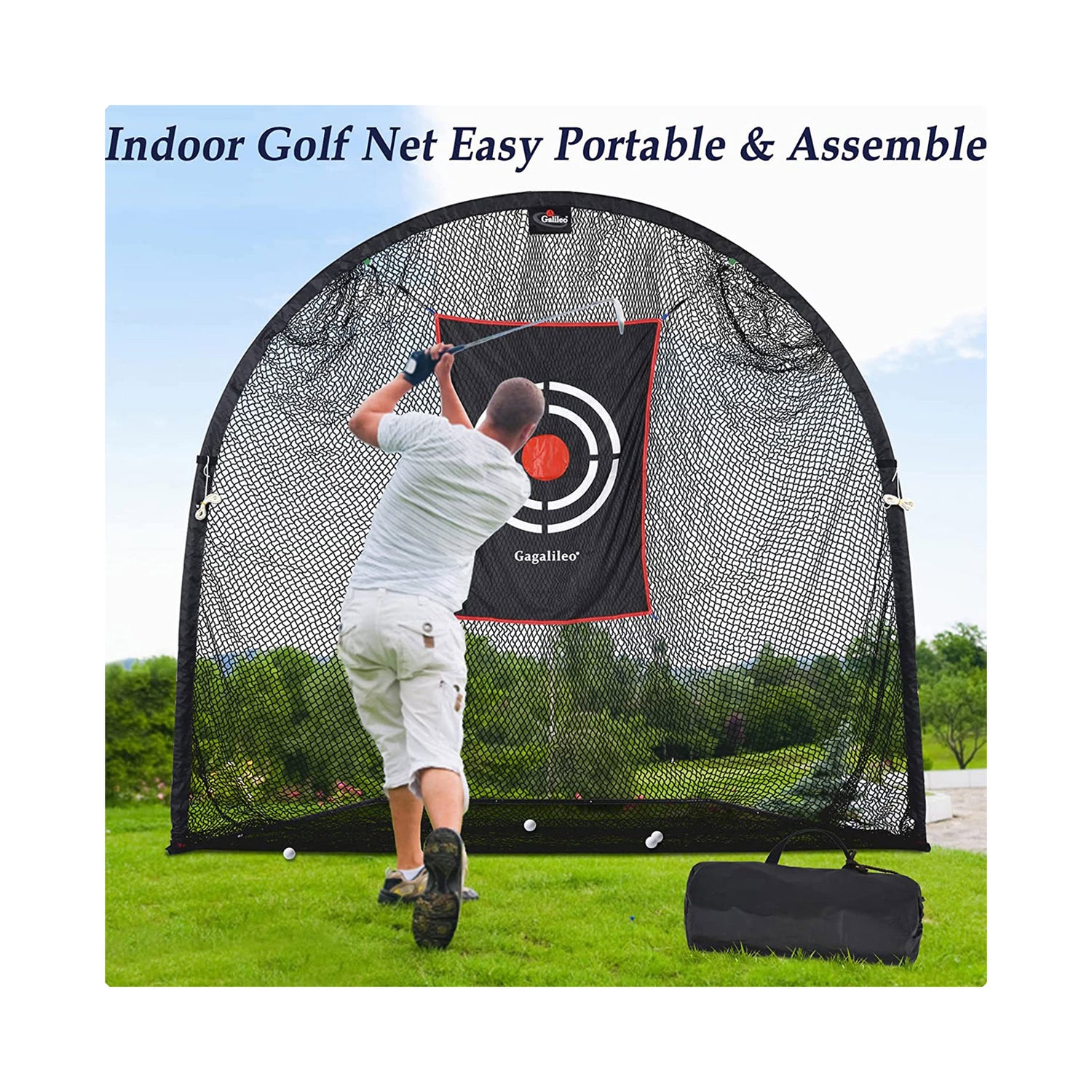 Práctica de golf en interiores 7x7x3 que golpea la red/conducción en el patio trasero