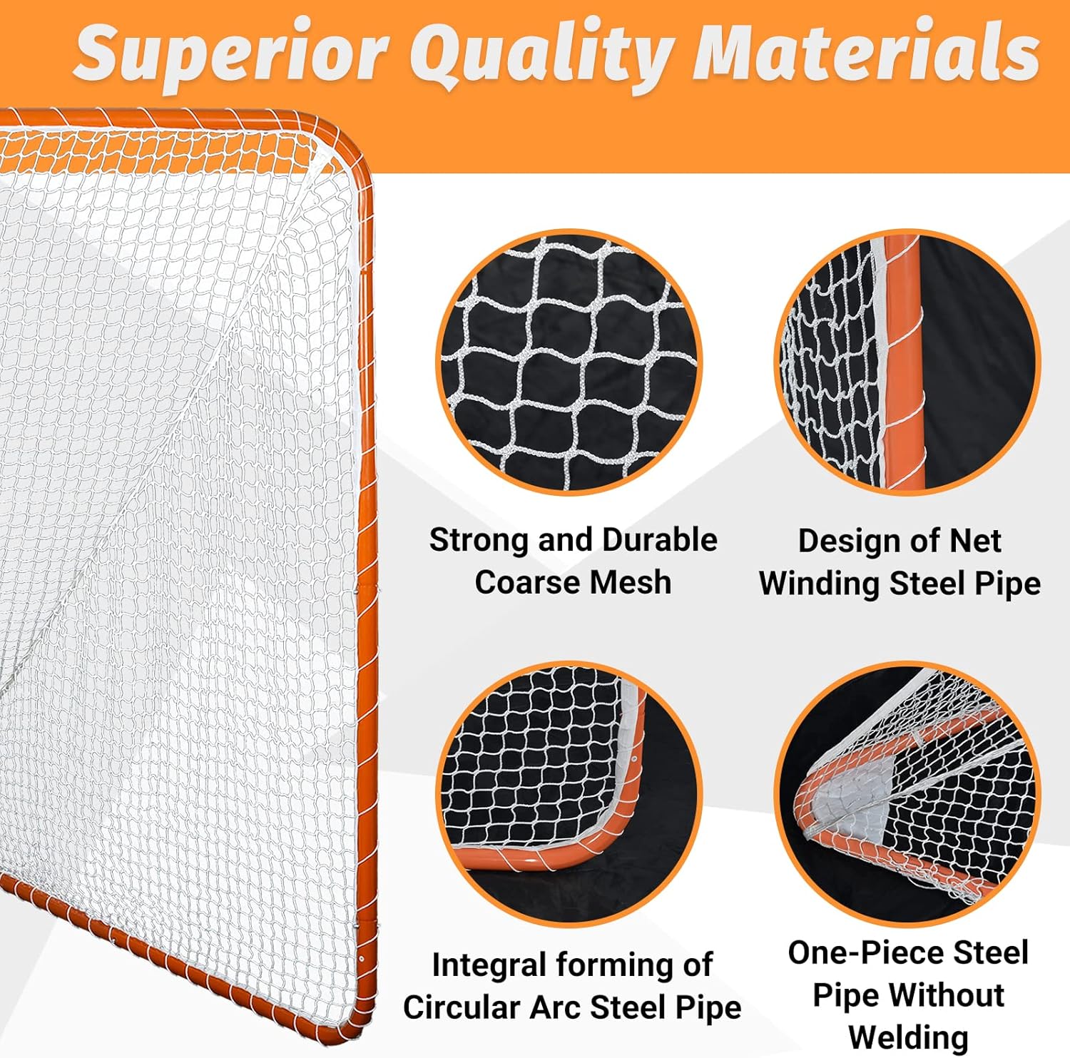 Galileo Regulation 6' x 6' Lacrosse Net with Steel Frame Portable Lacrosse Goal Collegiate Lacrosse Goals