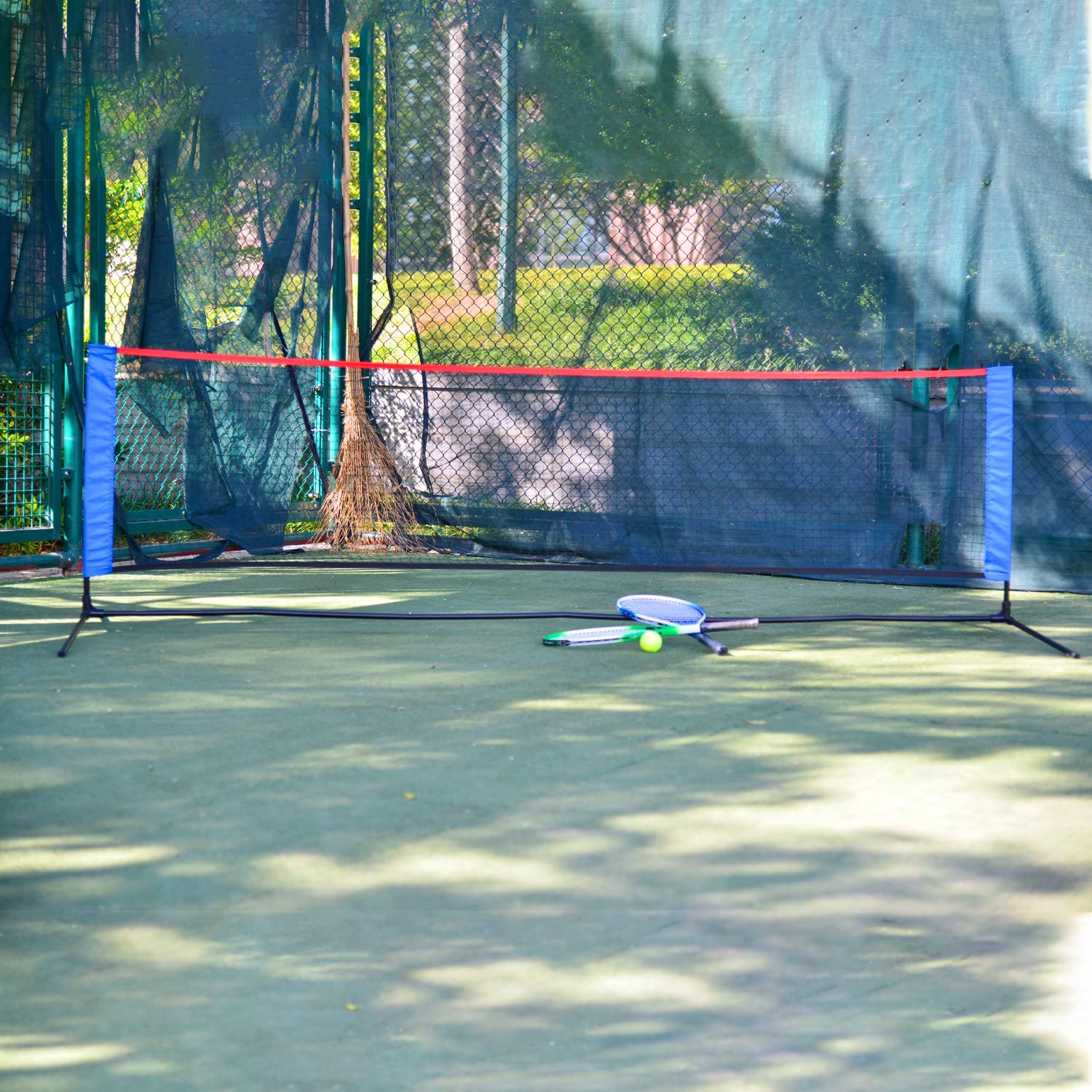 Children's tennis net, badminton net, tennis net for adults, includes 2 badminton and 2 tennis balls.