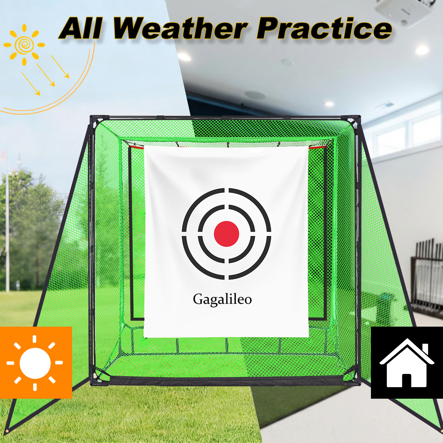 Gagalileo 7x7ft Backyard Golf Hitting Cage - Heavy Duty Practice Driving Net - Gagalileo Sports