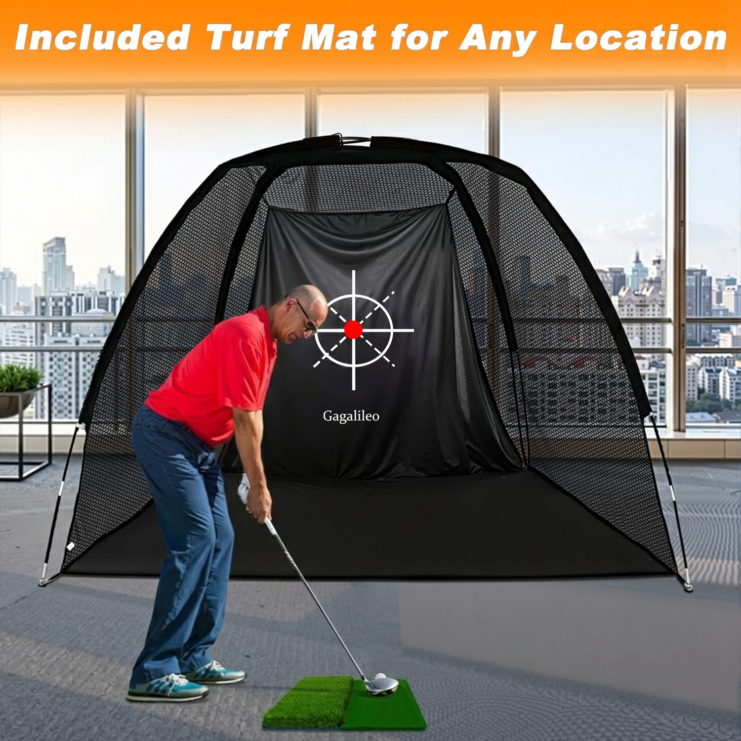 Men’s Golf Hitting Practice Net – Real Ball Compatible, 8x6x5 ft, Indoor & Outdoor Driving