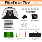 Golf Hitting Practice Nets for Backyard with Balls/Turf Mat/Tees/Hat/Target/Bag 12x7x6.6 ft