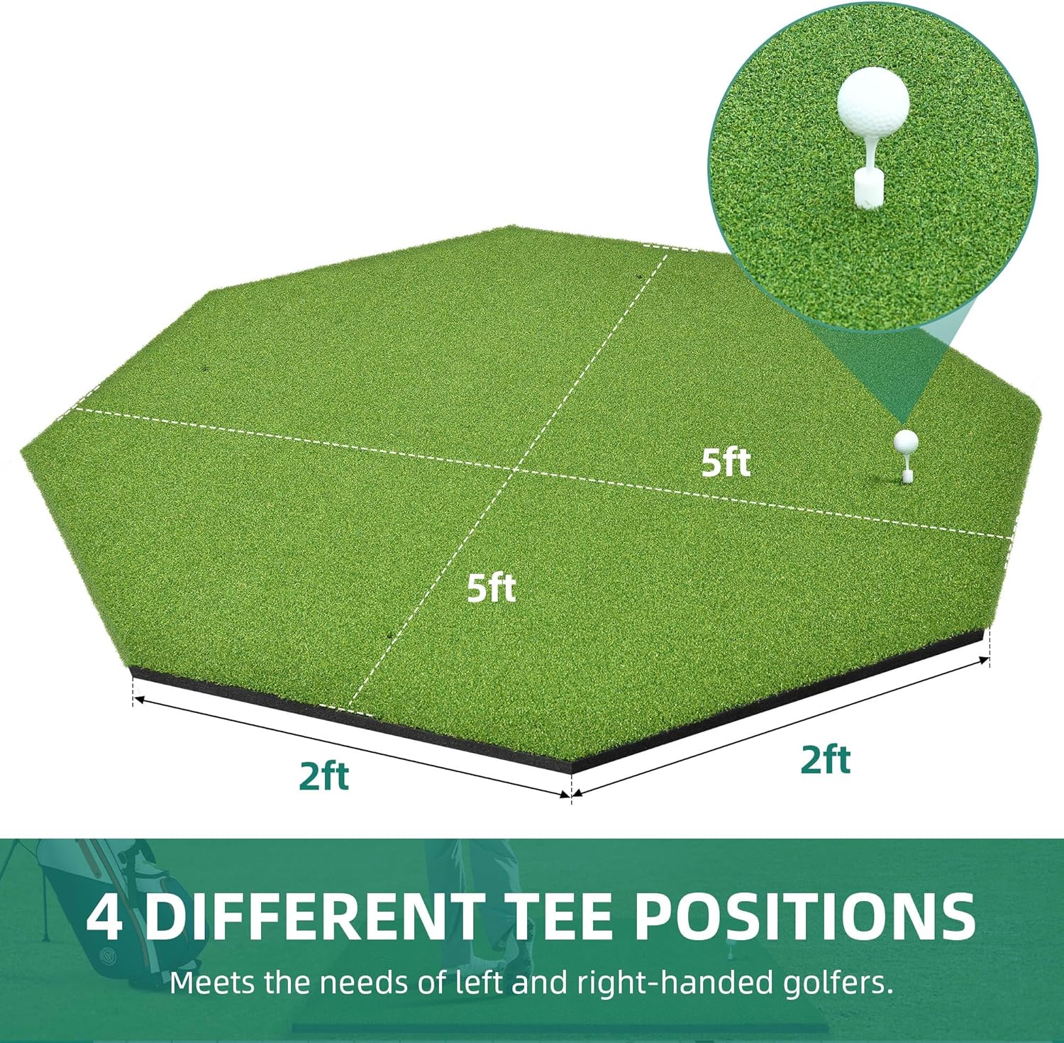 5x4FT Professional Golf Hitting Mat - 31mm Thickened Artificial Turf for Indoor/Outdoor Practice | Includes 9 PU Balls, 3 Rubber Tees & 7 Adjustable Tees | Driving & Swing Training Mat