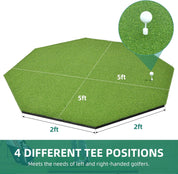 5x4FT Professional Golf Hitting Mat - 31mm Thickened Artificial Turf for Indoor/Outdoor Practice | Includes 9 PU Balls, 3 Rubber Tees & 7 Adjustable Tees | Driving & Swing Training Mat