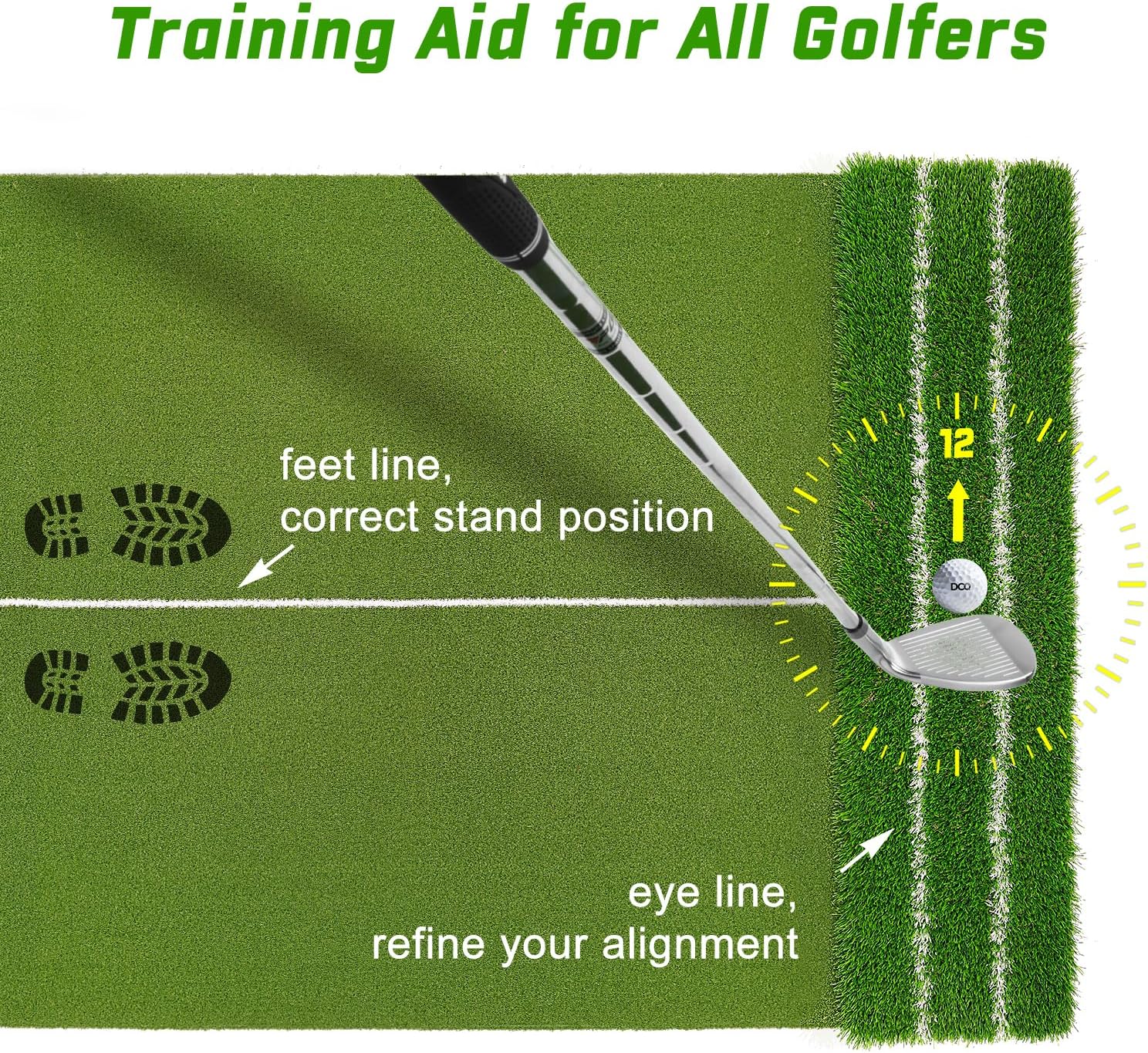 Professional 5x4ft Golf Practice Mat - Real Feel Dual-Turf for Perfect Lies + Alignment Markers | Improve Your Driving, Chipping & Putting at Home | Perfect Gift for Golfers & Fathers