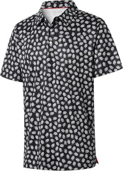 Mens Golf Shirt Moisture Wicking Dry Fit Print Performance Short Sleeve Polo Shirts for Men