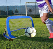 Pop-up soccer goals set of 2 or 1 pack for garden children-90-120-175-Robust flat steel frame and fiberglass rod - Easy assembly - Weatherproof 150 D polyester.