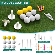 5x4FT Professional Golf Hitting Mat - 31mm Thickened Artificial Turf for Indoor/Outdoor Practice | Includes 9 PU Balls, 3 Rubber Tees & 7 Adjustable Tees | Driving & Swing Training Mat