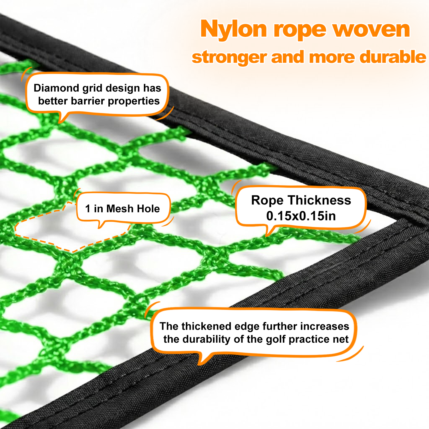 10x10 Galileo Golf Cage Replacement Net Piece