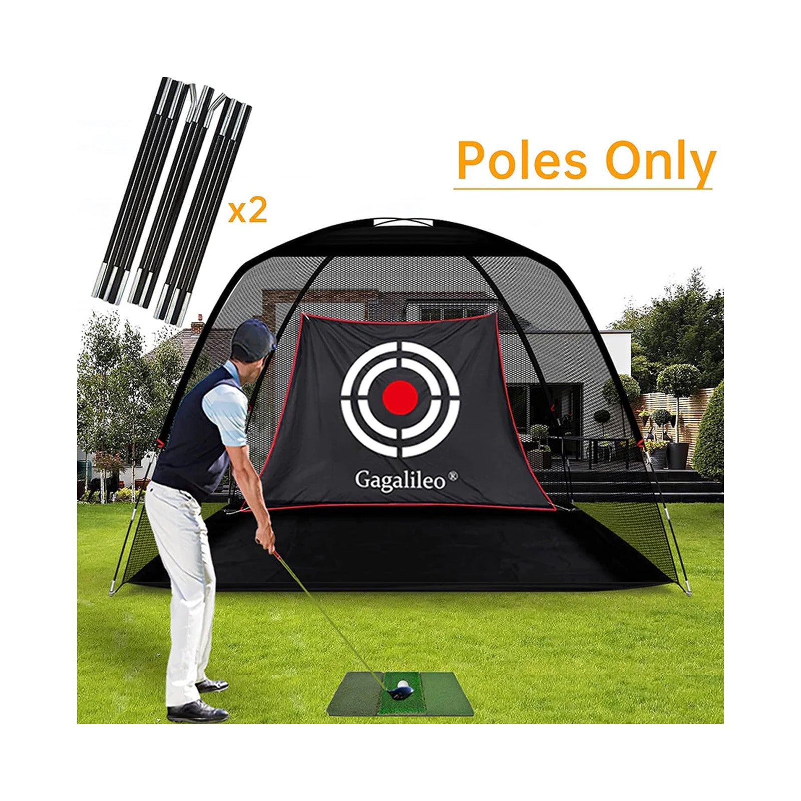 Gagalileo Golf Replacement Curved Poles for 10x7x6FT Golf Net-Pro/ Rods 2pcs