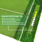 5x4FT Professional Golf Hitting Mat - 2-in-1 Dual-Turf Design (Fairway & Rough) w/Integrated Ball Tray | Indoor/Outdoor Practice Mat for Golf Simulators, Chipping & Swing Training