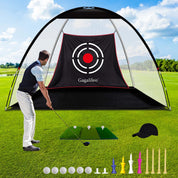 Gagalileo Golf Driving Hitting Net 12X7X6.6ft with Balls/Turf Mat/Tees/Hat/Target/Bag