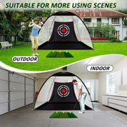 Complete Golf Practice Set – 12x7ft Net + Real Balls & Turf Mat | Gift for Men - Galileo Sports