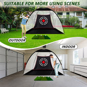 Golf Hitting Net Set – 10x7ft with Balls, Turf, Target & Bag | Driving Practice for Men – Indoor Outdoor Use