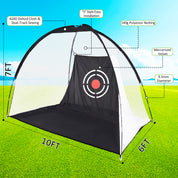 Golf Hitting Net Set – 10x7ft with Balls, Turf, Target & Bag | Driving Practice for Men – Indoor Outdoor Use