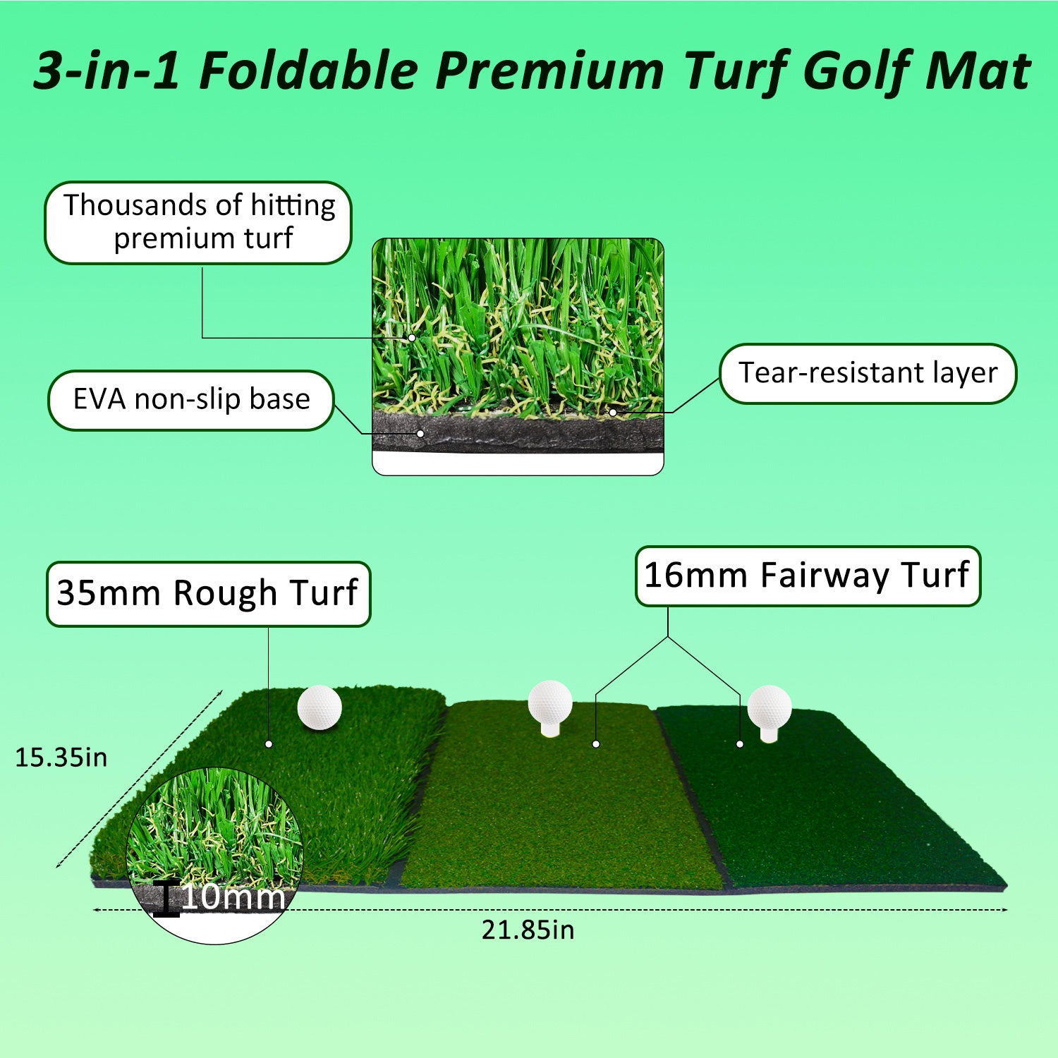 Golf Hitting Practice Nets for Backyard with Balls/Turf Mat/Tees/Hat/Target/Bag 12x7x6.6 ft
