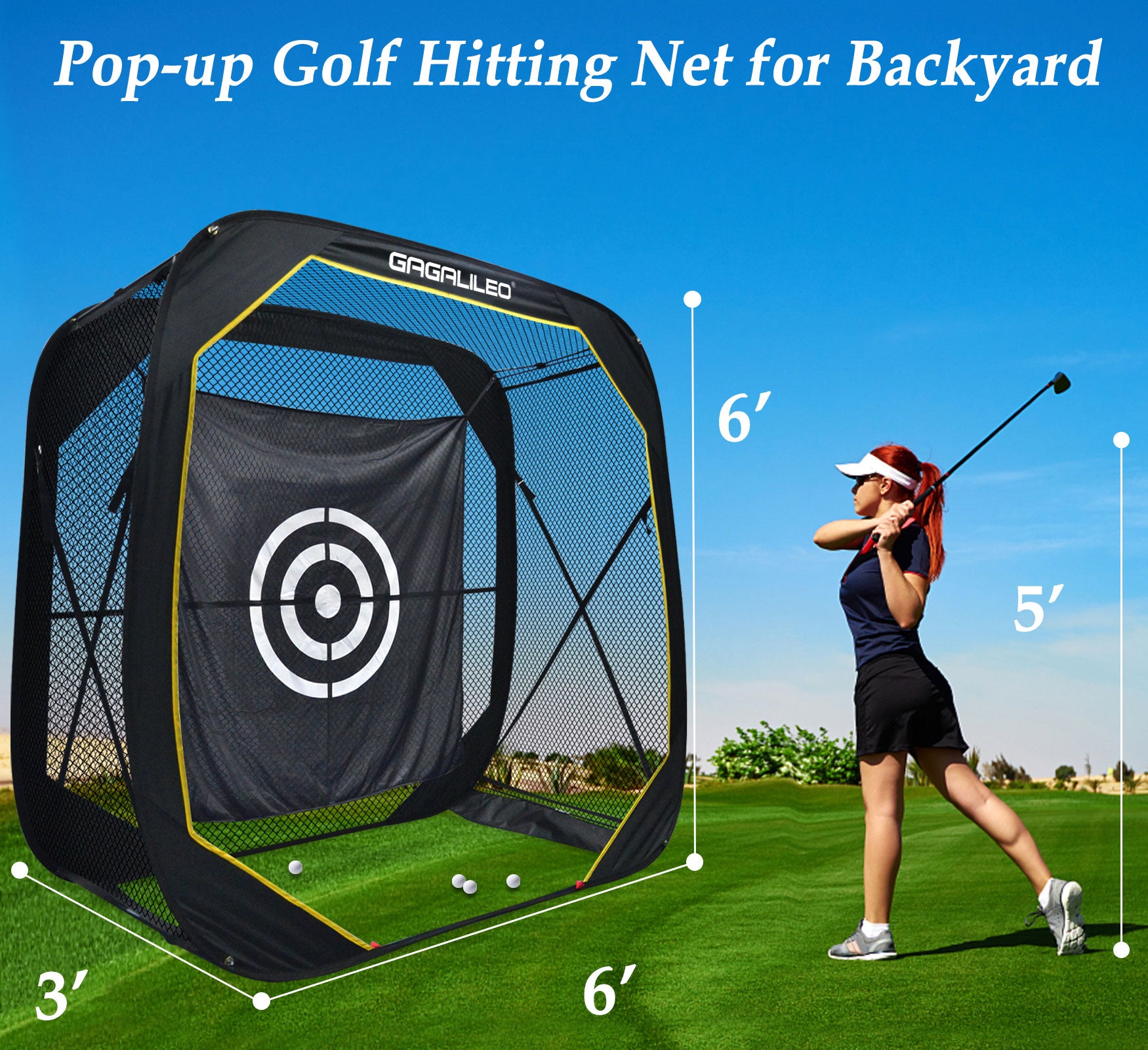 Golf Practice Hitting Nets for Backyard 6 x6 x3