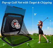 Gagalileo Pop Up Golf hitting Net 9x7x7