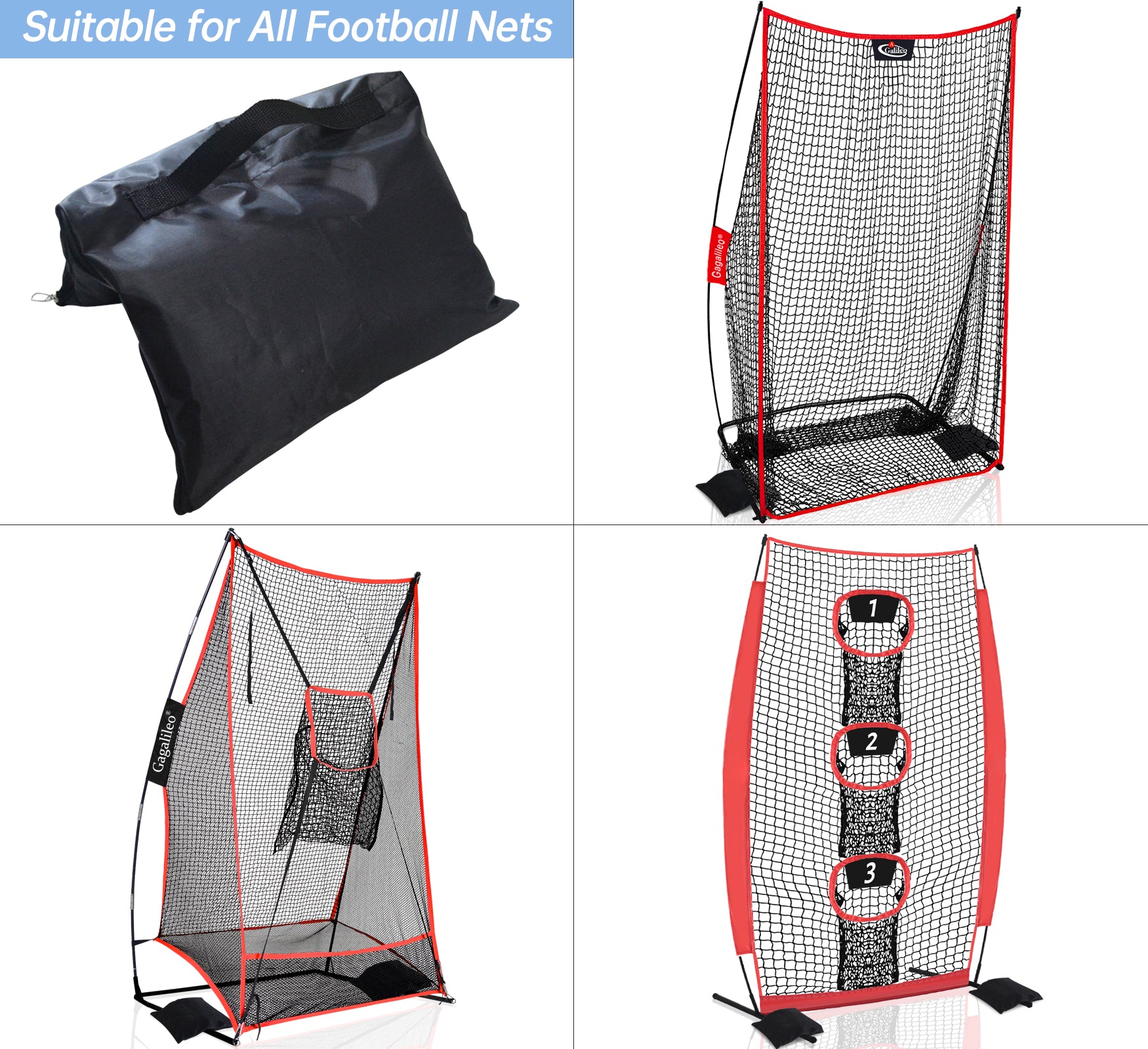 Galileo net sandbag, weight-stable sandbag, weight-stable, can hold up to 12 pounds, Lacrosse,Badminton and Baseball Net goal (includes sand, not included)