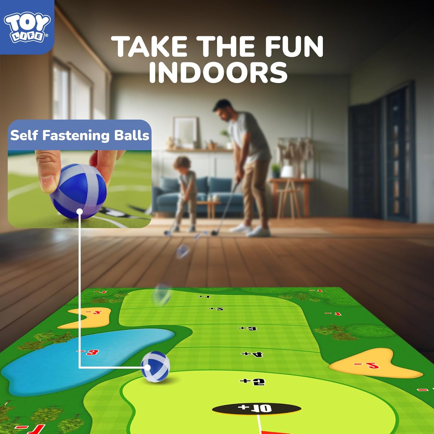 Professional Chipping Golf Game Mat - Indoor/Outdoor Practice Mat for Adults & Kids | Fun Backyard Training Set with Sticky Balls | Perfect for Family Yard Games & Skill Development