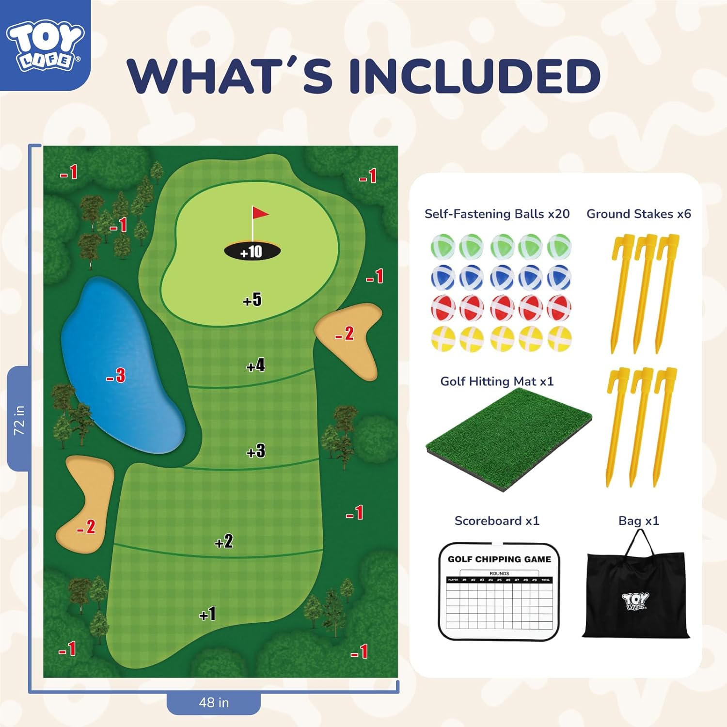 Professional Chipping Golf Game Mat - Indoor/Outdoor Practice Mat for Adults & Kids | Fun Backyard Training Set with Sticky Balls | Perfect for Family Yard Games & Skill Development