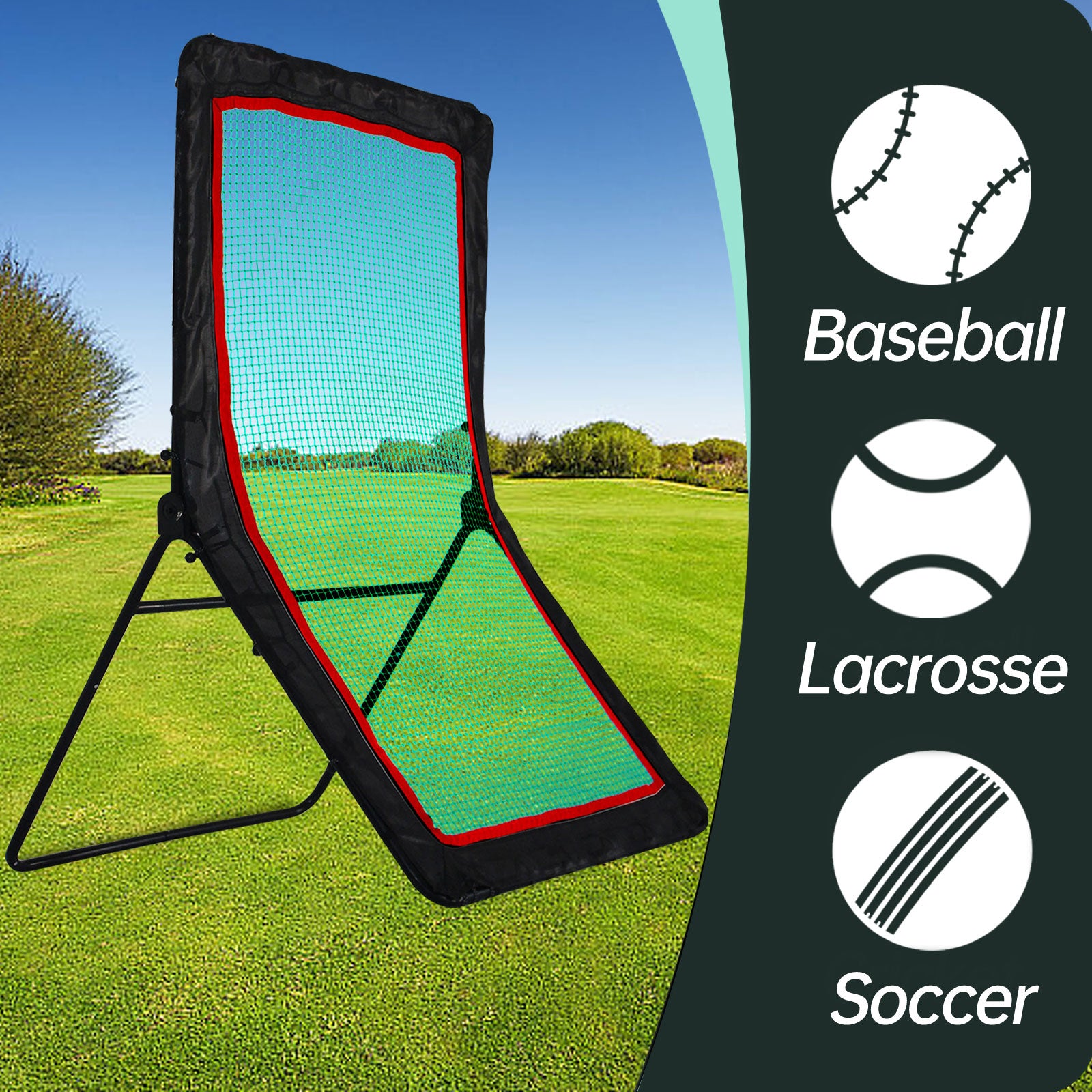 Baseball&Lacrosse Rebounder Net – 4FT x 7FT Multi-Position Pitch Back Trainer – Pitching, Fielding & Lacrosse Practice Net with High-Impact Bounce