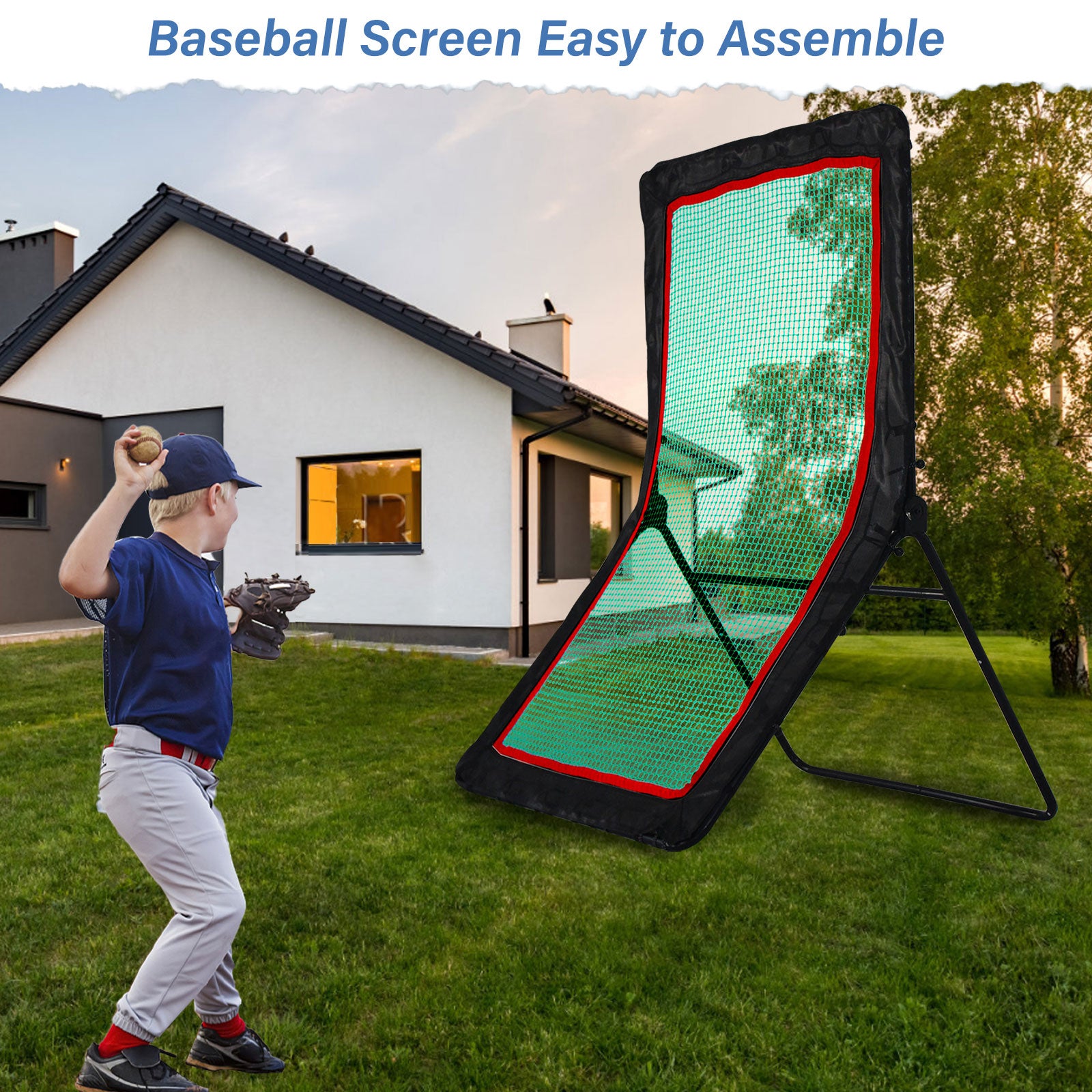 Baseball&Lacrosse Rebounder Net – 4FT x 7FT Multi-Position Pitch Back Trainer – Pitching, Fielding & Lacrosse Practice Net with High-Impact Bounce