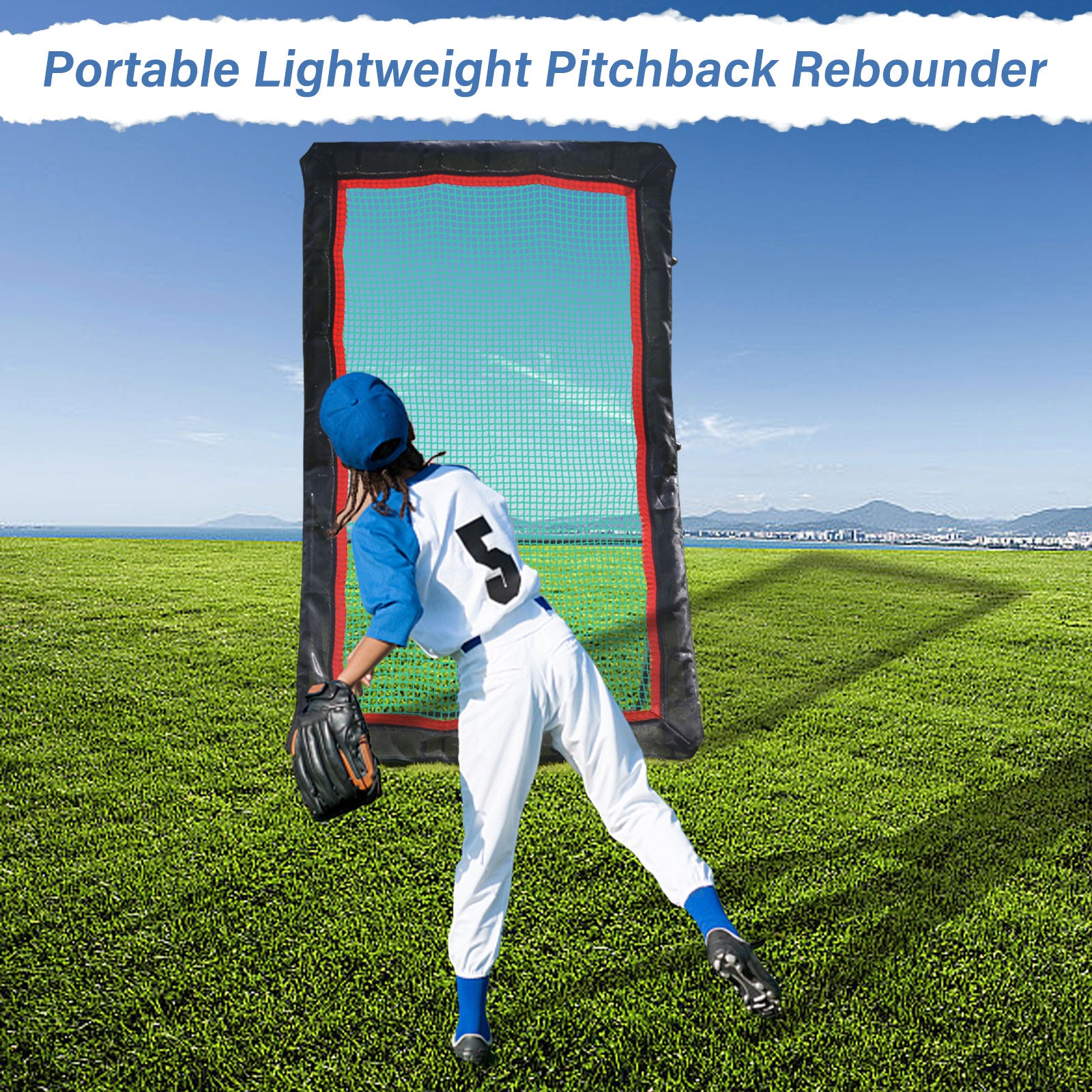 Baseball&Lacrosse Rebounder Net – 4FT x 7FT Multi-Position Pitch Back Trainer – Pitching, Fielding & Lacrosse Practice Net with High-Impact Bounce