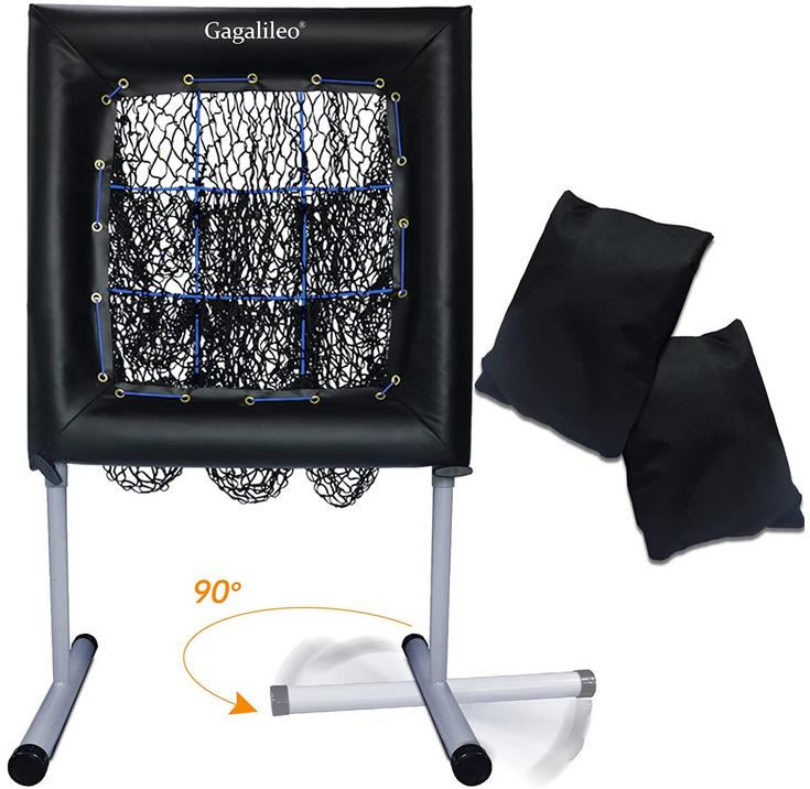 Pitching Net,9 Pocket Target Pitching Net for Baseball, Baseball Pitching Target,Adjustable Heights and Angles,Pitching Net Aid for Throw Training, Heavy Duty Steel Frame-Portable Pitching Net