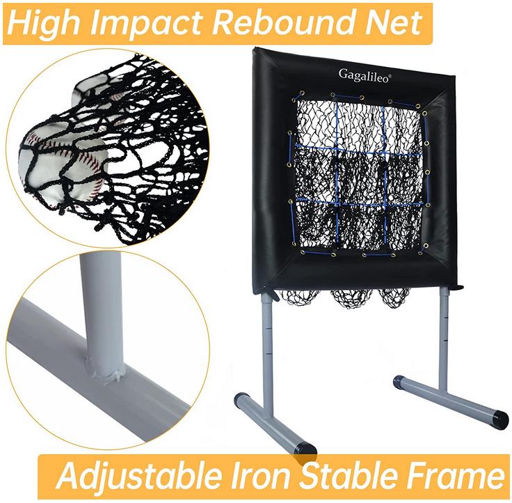 Pitching Net,9 Pocket Target Pitching Net for Baseball, Baseball Pitching Target,Adjustable Heights and Angles,Pitching Net Aid for Throw Training, Heavy Duty Steel Frame-Portable Pitching Net