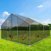 Galileo 13x10ft Walk-In Chicken Coop with Waterproof Cover - Heavy Duty Metal Poultry Pen for Hens, Ducks & Rabbits, Spire Roof Design for Backyard/Farm Use