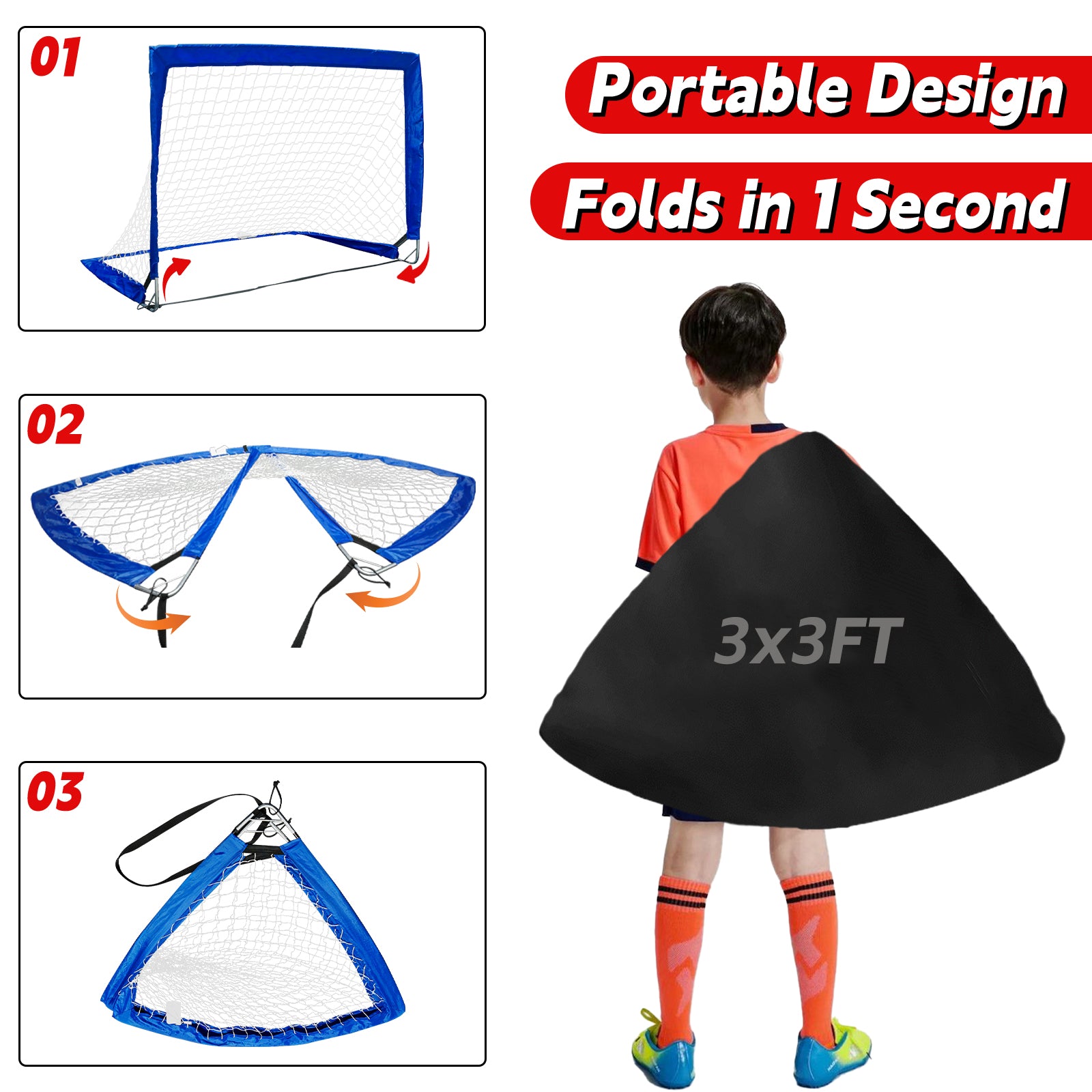 Galileo Portable Soccer Goals for Kids 4 x 3 ft