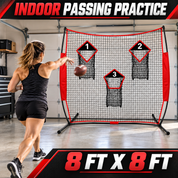 Gagalileo 8x8ft Heavy-Duty Football Training Net — 3 Target Hitting Area Kicking Cage