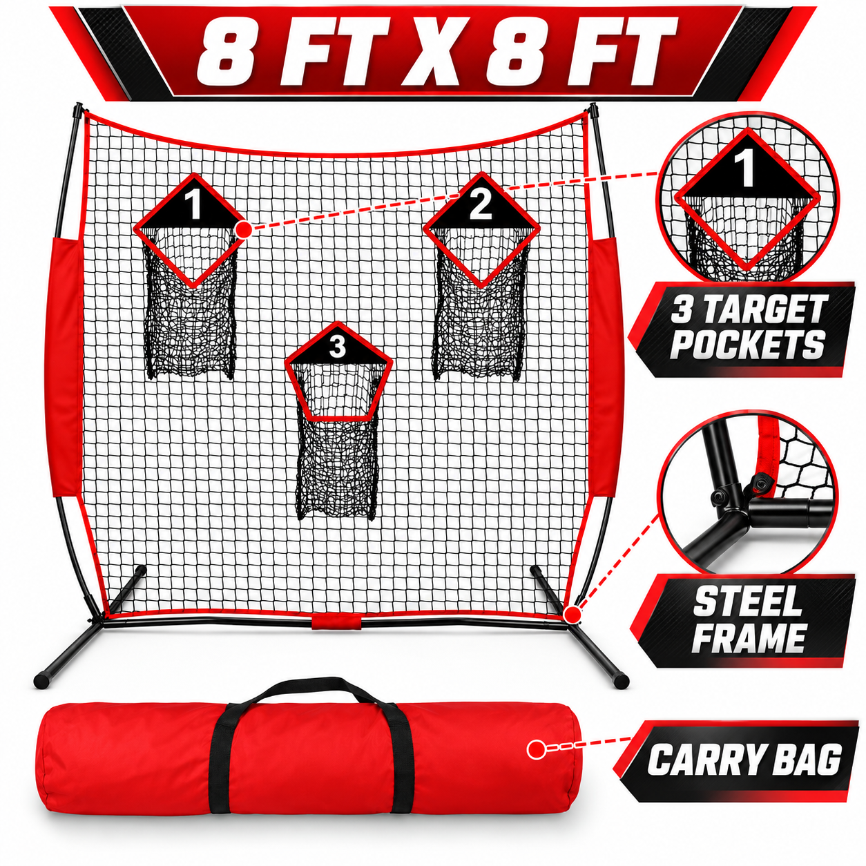8×8 サッカーネット キック用/3 ヒッティングエリア